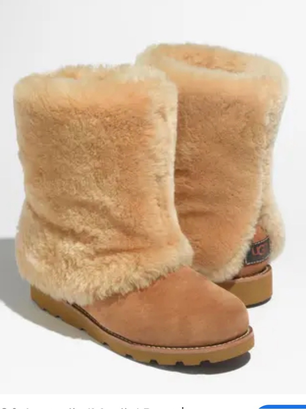 UGG Shearling Maylin  Short Heeled Boots in Chestnut Tan